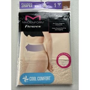 Maidenform‎ Flexees Lace Thong Smoothing Shapewear Cool Comfort Nude 3XL